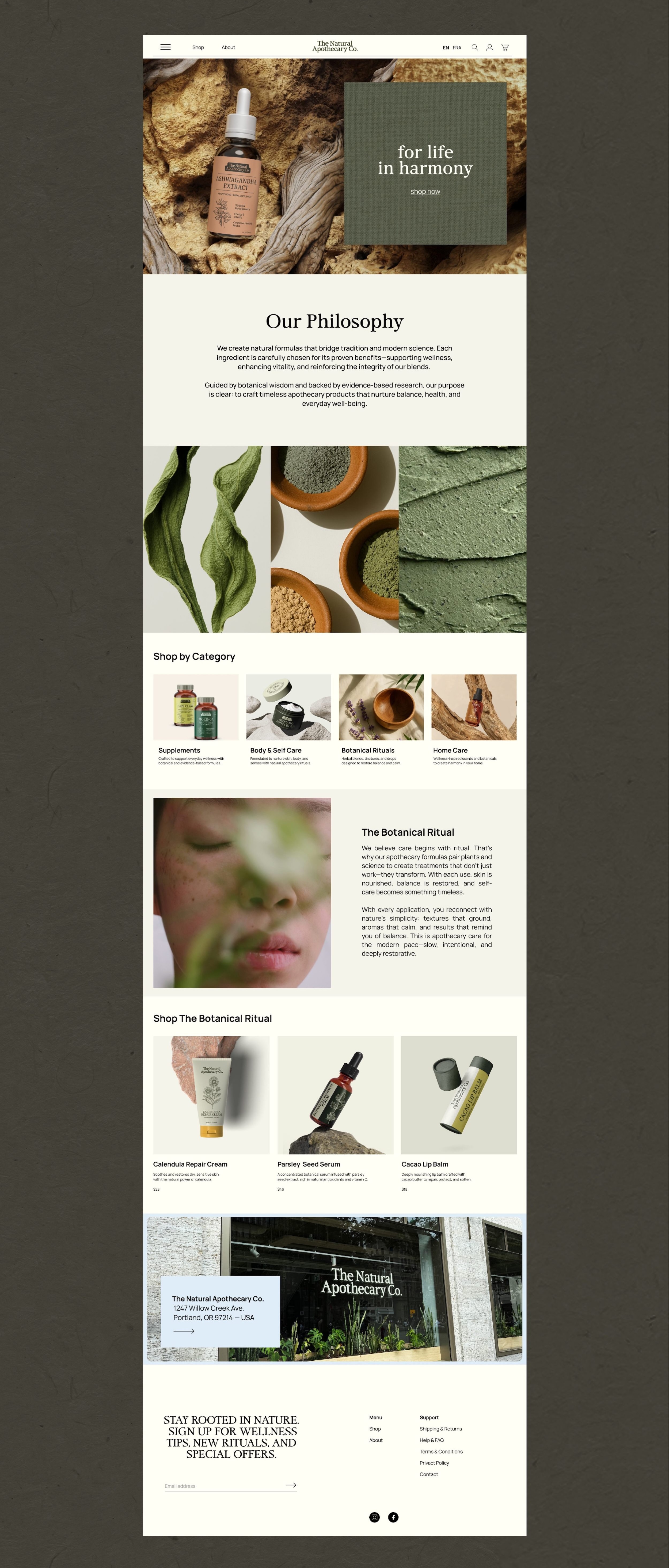 The Natural Apothecary Website Design